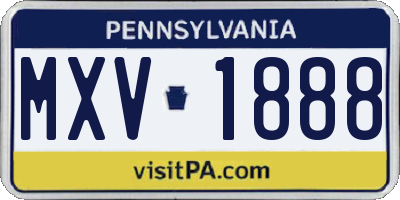 PA license plate MXV1888