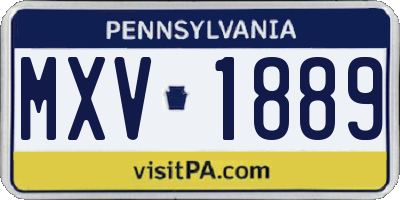 PA license plate MXV1889