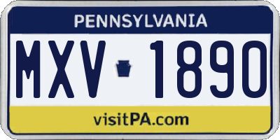 PA license plate MXV1890