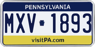 PA license plate MXV1893
