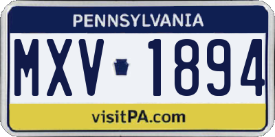 PA license plate MXV1894