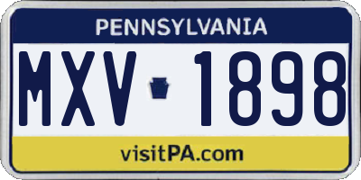 PA license plate MXV1898