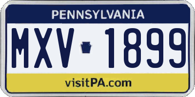 PA license plate MXV1899