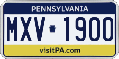 PA license plate MXV1900