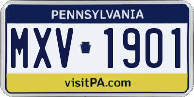 PA license plate MXV1901