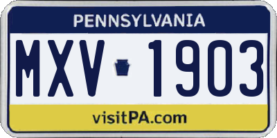PA license plate MXV1903