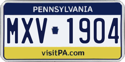 PA license plate MXV1904