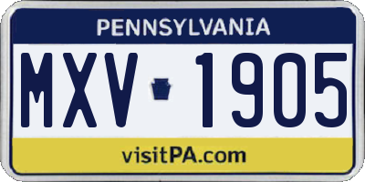 PA license plate MXV1905