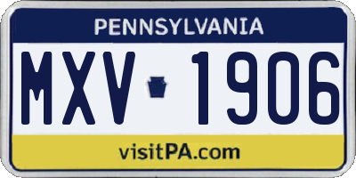 PA license plate MXV1906