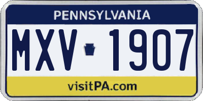 PA license plate MXV1907