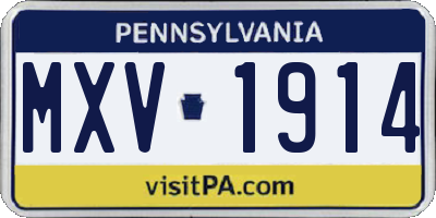 PA license plate MXV1914