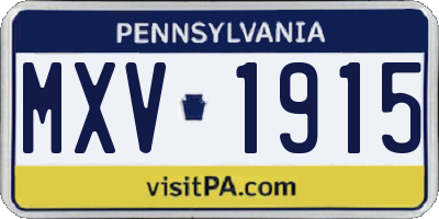 PA license plate MXV1915