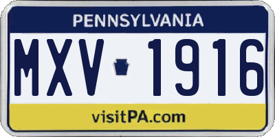 PA license plate MXV1916