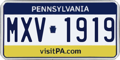 PA license plate MXV1919