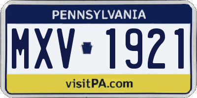 PA license plate MXV1921