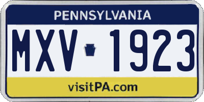PA license plate MXV1923