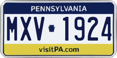 PA license plate MXV1924
