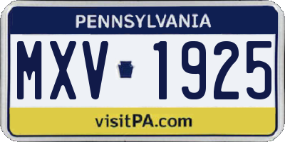 PA license plate MXV1925