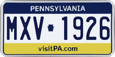 PA license plate MXV1926