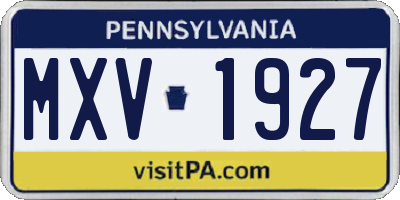 PA license plate MXV1927