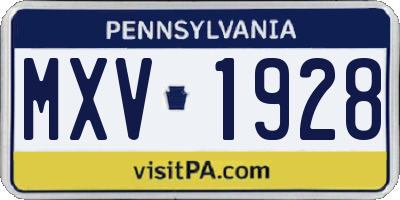 PA license plate MXV1928