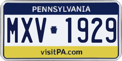 PA license plate MXV1929