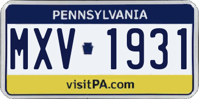 PA license plate MXV1931
