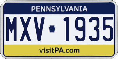 PA license plate MXV1935