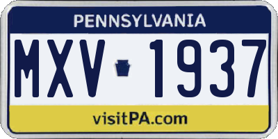 PA license plate MXV1937