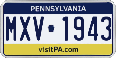 PA license plate MXV1943