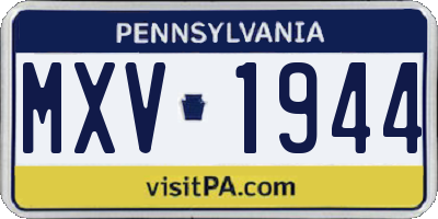 PA license plate MXV1944