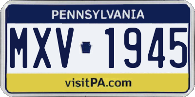 PA license plate MXV1945