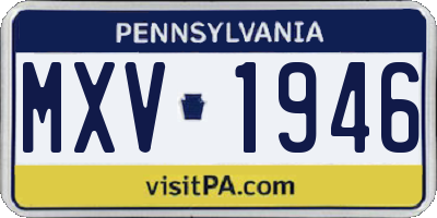 PA license plate MXV1946