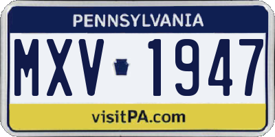 PA license plate MXV1947