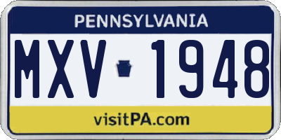 PA license plate MXV1948