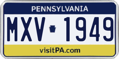 PA license plate MXV1949