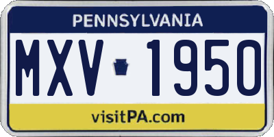 PA license plate MXV1950