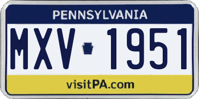 PA license plate MXV1951
