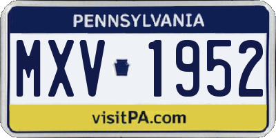 PA license plate MXV1952