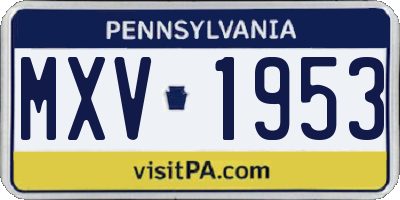 PA license plate MXV1953