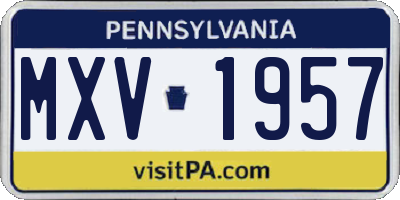 PA license plate MXV1957