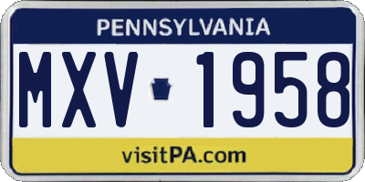 PA license plate MXV1958