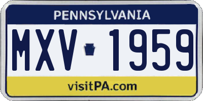 PA license plate MXV1959