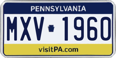 PA license plate MXV1960