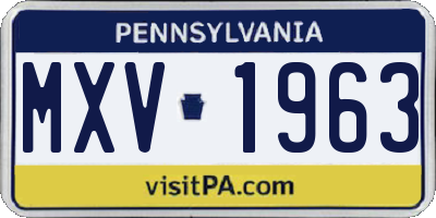 PA license plate MXV1963