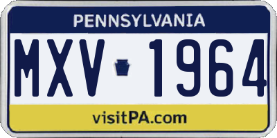PA license plate MXV1964