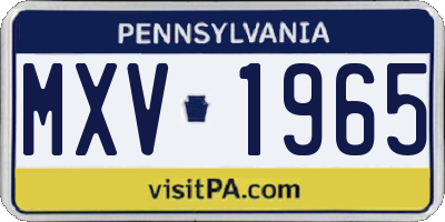 PA license plate MXV1965