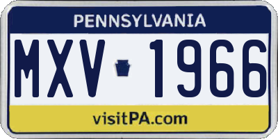 PA license plate MXV1966