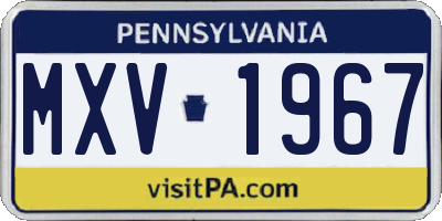 PA license plate MXV1967