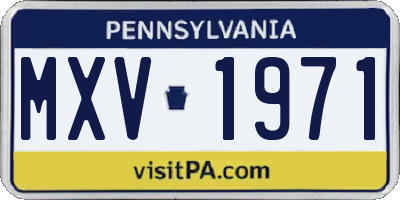 PA license plate MXV1971